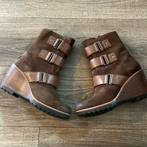 Sorel After Hours Suede Wedge Booties - Size 7